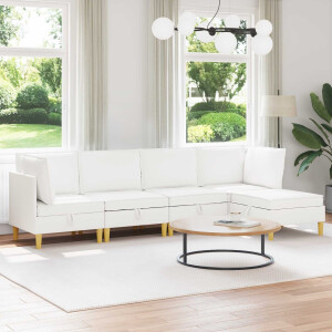 vidaXL Modulaire Sofa Set met Opslag 5 pcs Wit Stof