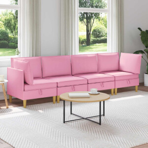 vidaXL Modulaire Sofa Set met Opslag 4 pcs Roze Stof