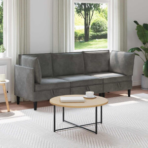 vidaXL Woonkamer Meubelset met kussen 3 pcs Donkergrijs Fluweel