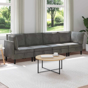 vidaXL Woonkamer Meubelset met kussen 4 pcs Donkergrijs Fluweel