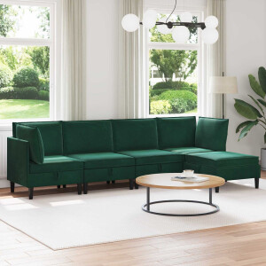 vidaXL Woonkamer Meubelset met kussen 5 pcs Donkergroen Fluweel