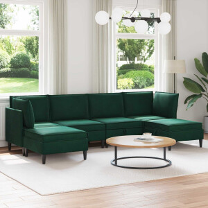 vidaXL Woonkamer Meubelset met kussen 6 pcs Donkergroen Fluweel
