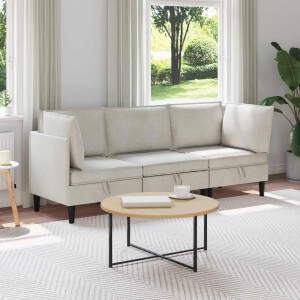 vidaXL Woonkamer Meubelset met kussen 3 pcs Crèmekleurig Fluweel