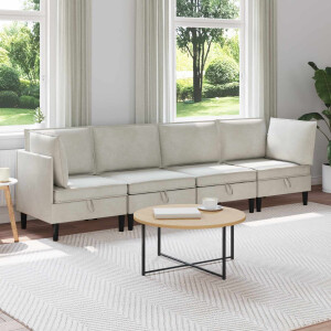 vidaXL Woonkamer Meubelset met kussen 4 pcs Crèmekleurig Fluweel