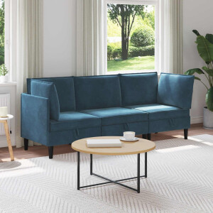 vidaXL Woonkamer Meubelset met kussen met opslag 3 pcs Blauw Fluweel