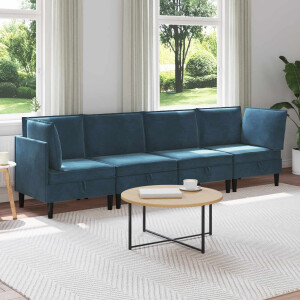 vidaXL Woonkamer Meubelset met kussen met opslag 4 pcs Blauw Fluweel