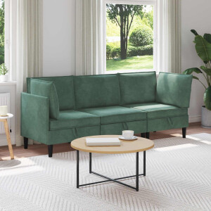 vidaXL Woonkamer Meubelset met kussen 3 pcs Zeegroen Fluweel