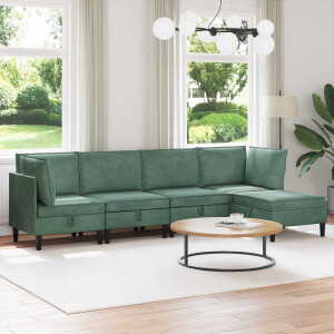 vidaXL Woonkamer Meubelset met kussen 5 pcs Zeegroen Fluweel