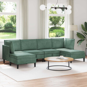 vidaXL Woonkamer Meubelset met kussen 6 pcs Zeegroen Fluweel