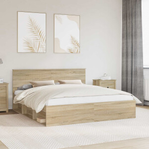 vidaXL Bedframe met hoofdeinde Sonoma 180 x 200 cm Massief grenenhout