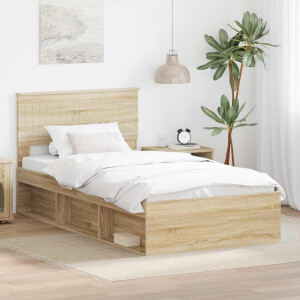 vidaXL Bedframe met hoofdeinde Sonoma 100 x 200 cm Massief grenenhout