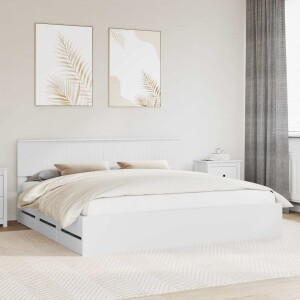 vidaXL Bedframe met lade met opslag Wit 200 x 200 cm Ingenieurshout