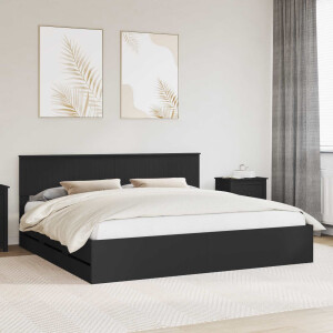 vidaXL Bedframe met lade met opslag Zwart 200 x 200 cm Ingenieurshout
