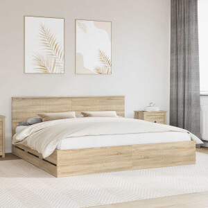 vidaXL Bedframe met lade Sonoma Eiken 200 x 200 cm Ingenieurshout
