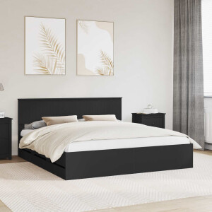 vidaXL Bedframe met lade met opslag Zwart 180 x 200 cm Ingenieurshout