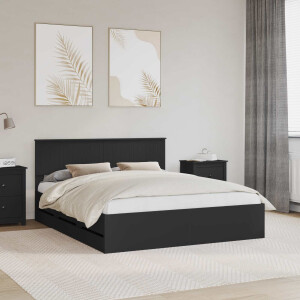 vidaXL Bedframe met lade met opslag Zwart 160 x 200 cm Ingenieurshout