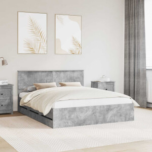 vidaXL Bedframe met lade Beton Grijs 160 x 200 cm Ingenieurshout