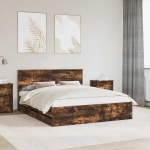 vidaXL Bedframe met lade Gerookt eiken 160 x 200 cm Ingenieurshout