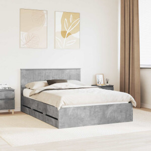 vidaXL Bedframe met lade Beton Grijs 140 x 190 cm Ingenieurshout