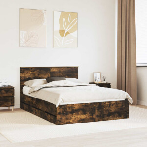 vidaXL Bedframe met lade Gerookt eiken 140 x 190 cm Ingenieurshout
