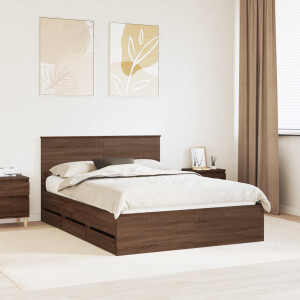 vidaXL Bedframe met lade Bruin Eiken 140 x 190 cm Ingenieurshout