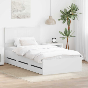 vidaXL Bedframe met lade met opslag Wit 100 x 200 cm Ingenieurshout