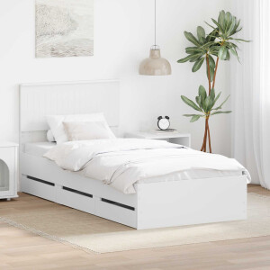 vidaXL Bedframe met lade met hoofdeinde Wit 90 x 200 cm Ingenieurshout