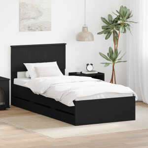 vidaXL Bedframe met lade met opslag Zwart 90 x 190 cm Ingenieurshout
