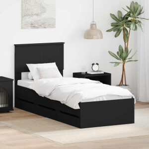 vidaXL Bedframe met lade met opslag Zwart 75 x 190 cm Ingenieurshout