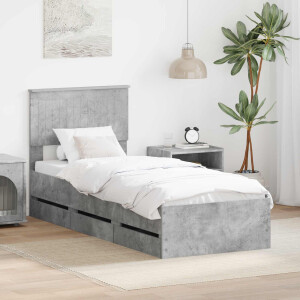 vidaXL Bedframe met lade Beton Grijs 75 x 190 cm Ingenieurshout