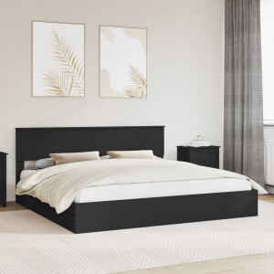 vidaXL Opslag bed met hoofdeinde Zwart 200 x 200 cm Bewerkt hout