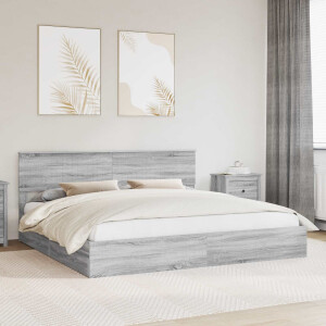 vidaXL Opslag bed met lade Grijs Sonoma 200 x 200 cm Bewerkt hout