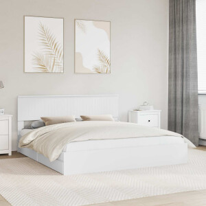 vidaXL Opslag bed met hoofdeinde Wit 180 x 200 cm Bewerkt hout