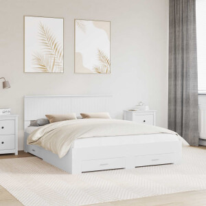 vidaXL Bedframe met hoofdeinde met lade Wit 160 x 200 cm Bewerkt hout