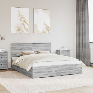 vidaXL Bedframe met hoofdeinde Grijs Sonoma 160 x 200 cm Bewerkt hout