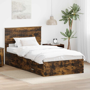vidaXL Bedframe met hoofdeinde Gerookt eiken 100 x 200 cm Bewerkt hout