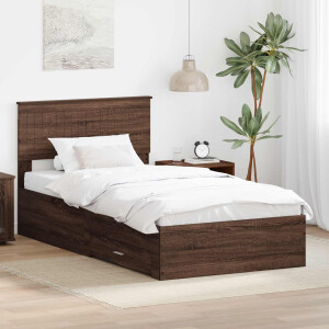vidaXL Bedframe Bruin Eiken en Zilver 100 x 200 cm Bewerkt hout