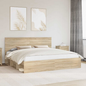 vidaXL Bedframe met hoofdeinde Sonoma 200 x 200 cm Massief grenenhout