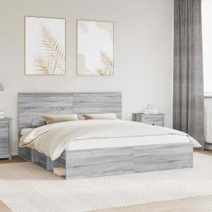 vidaXL Bedframe Grijs Sonoma 180 x 200 cm Massief grenenhout