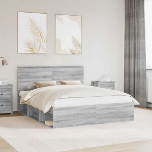 vidaXL Bedframe Grijs Sonoma 160 x 200 cm Massief grenenhout