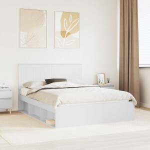 vidaXL Bedframe met hoofdeinde Wit 150 x 200 cm Massief grenenhout