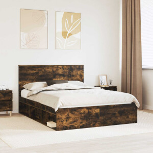 vidaXL Bedframe Gerookt eiken 150 x 200 cm Massief grenenhout