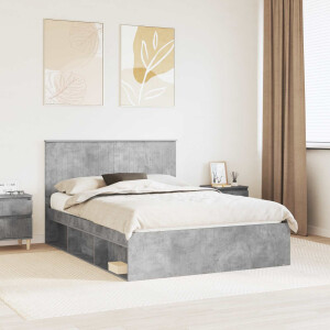 vidaXL Bedframe Concerte Grijs 135 x 190 cm Massief grenenhout