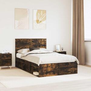 vidaXL Bedframe Gerookt eiken 120 x 200 cm Massief grenenhout