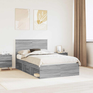 vidaXL Bedframe Grijs Sonoma 120 x 200 cm Massief grenenhout