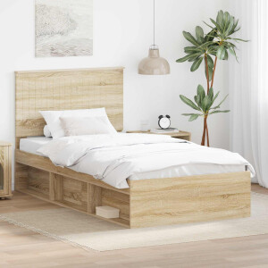 vidaXL Bedframe met hoofdeinde Sonoma 100 x 200 cm Massief grenenhout