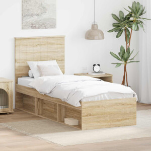 vidaXL Bedframe Sonoma Eiken 75 x 190 cm Massief grenenhout