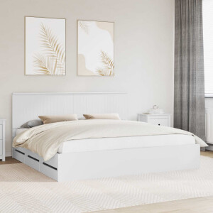 vidaXL Bedframe met lade met opslag Wit 200 x 200 cm Ingenieurshout