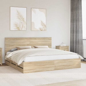 vidaXL Bedframe met lade Sonoma Eiken 200 x 200 cm Ingenieurshout