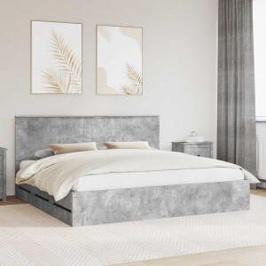 vidaXL Bedframe met lade Beton Grijs 200 x 200 cm Ingenieurshout